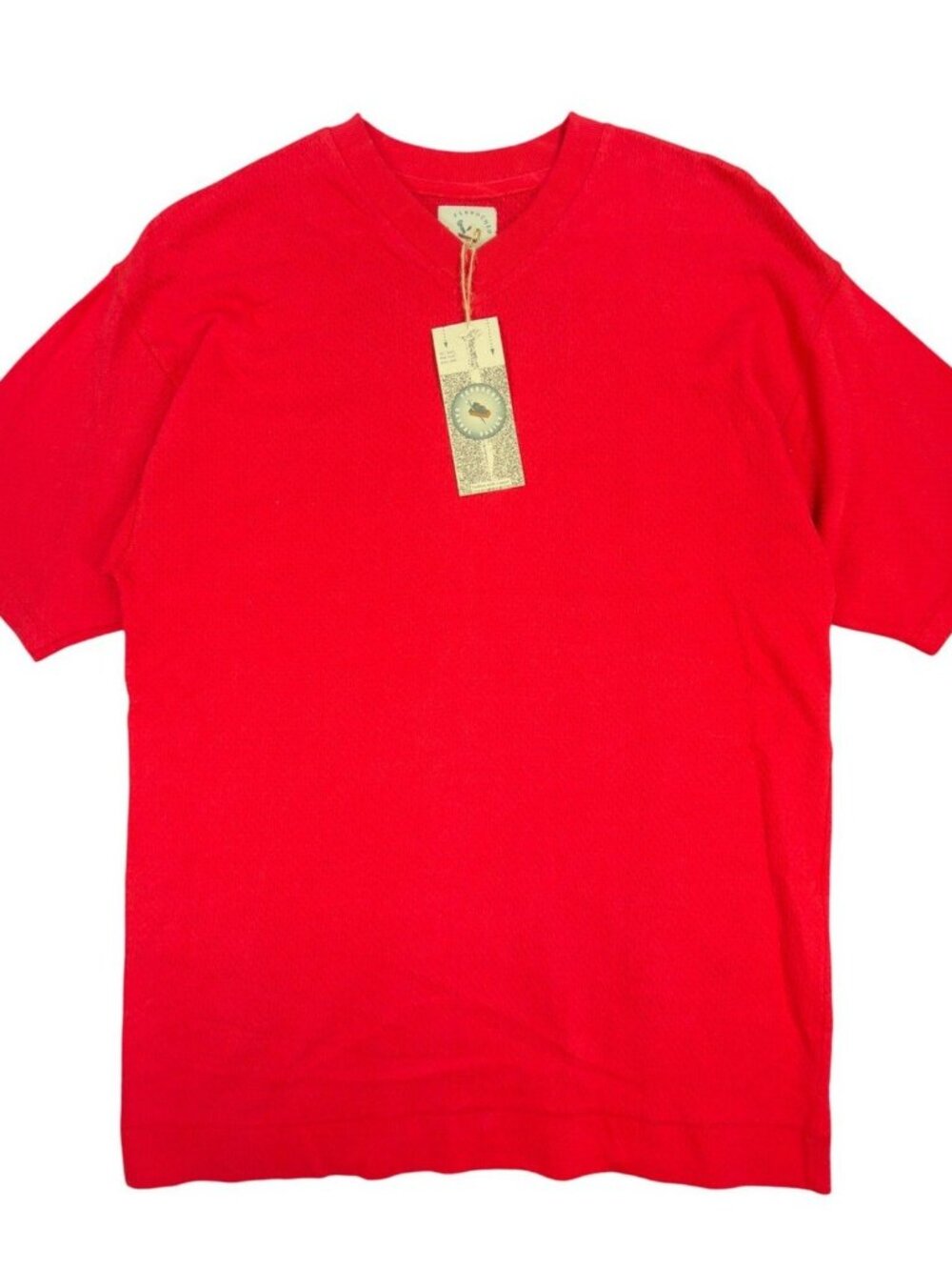 Ferruche V-Neck Shirt Mens M Red Cotton Mesh Knit Deadstock Y2K 17-121